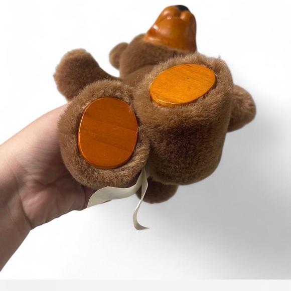 Vintage FTD Collector Series Wood Face Teddy Bear 10" Plush Jointed Brown - Picture 2 of 6